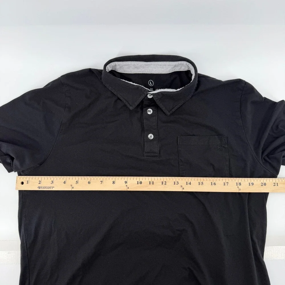 Free Fly Mens Black Short Sleeve Polo Shirt Size L Comfort Bamboo Outdoor Casual